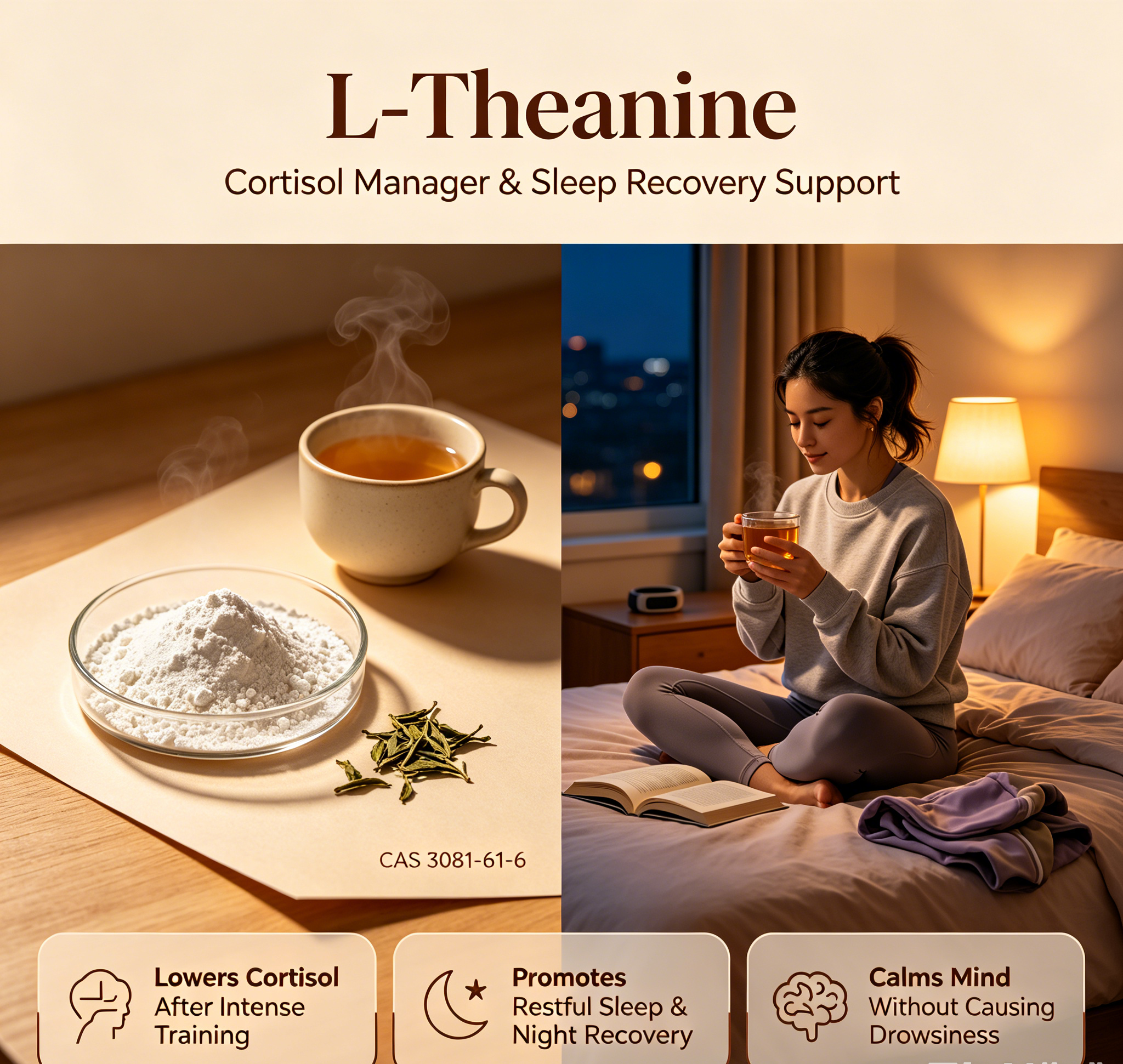 Sport Recovery Raw Ingredients Manufacturer High Quality Best Price L-Theanine CAS 3081-61-6 with good service for sale