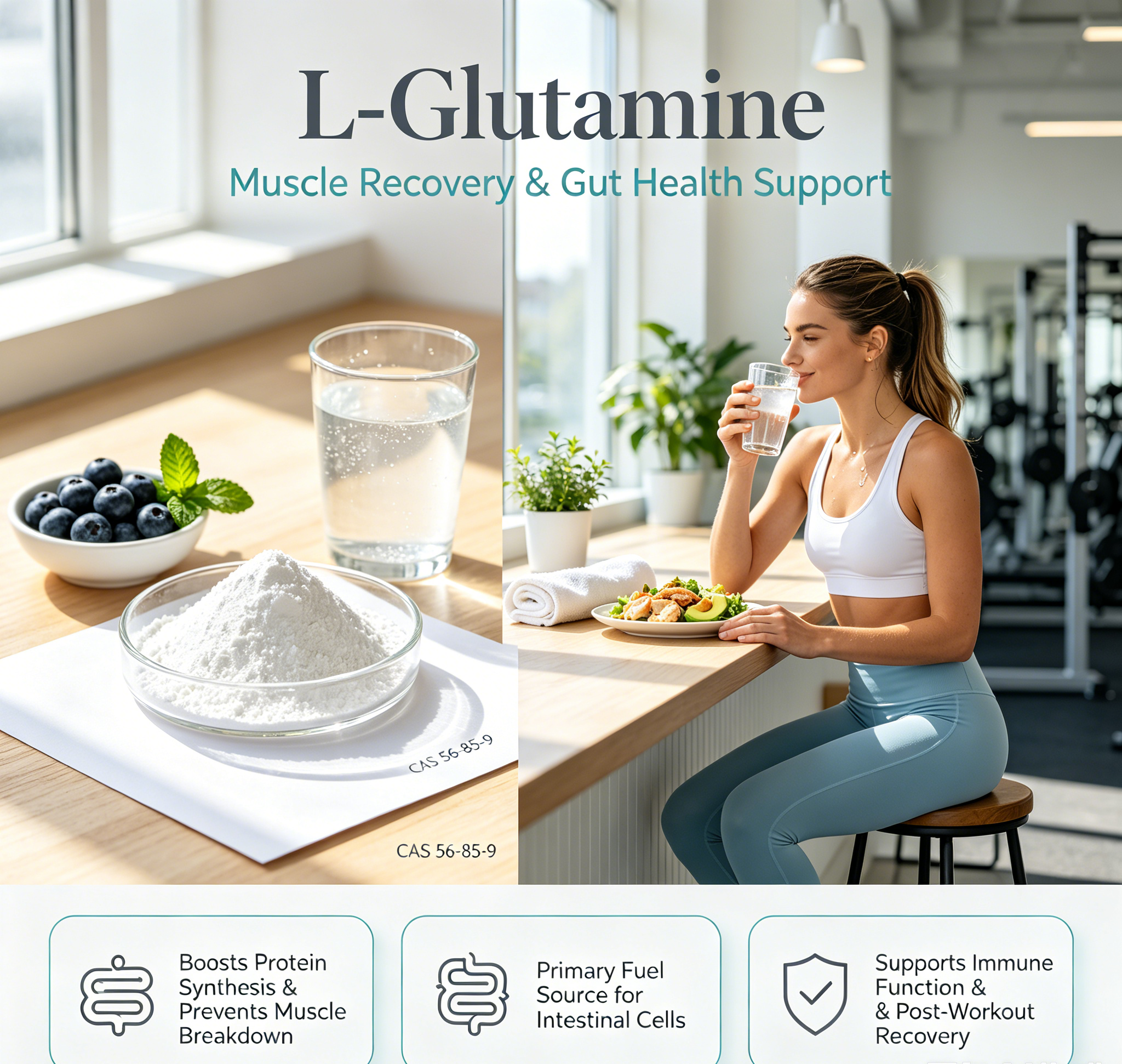 Sport Recovery Raw Ingredients Supplier High Quality Best Price L-Glutamine CAS 56-85-9 with good service for sale