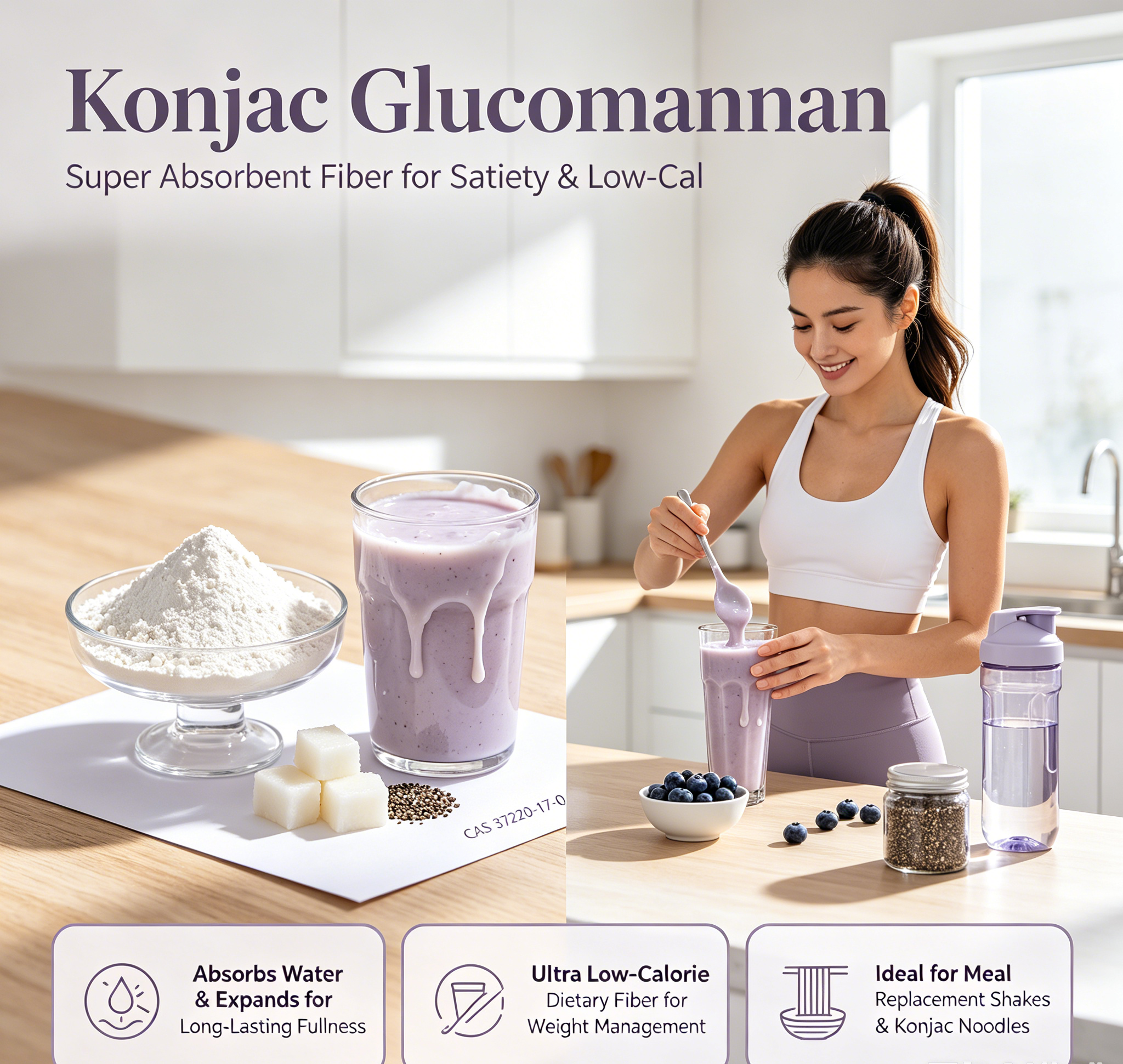 Factory Supply High Quality Sport Food Ingredients Konjac glucomannan CAS 37220-17-0 with good service for sale
